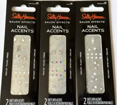 Lote de 3 peças de adesivos Sally Hansen efeitos de salão detalhes de unhas design sortido - Imagem 1 de 4
