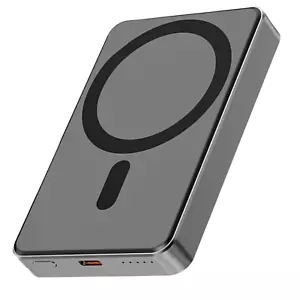 Magsafe Magnetische Powerbank für iPhone 5.000mAh Schnellladen USB-C Grau Metall - Bild 1 von 11