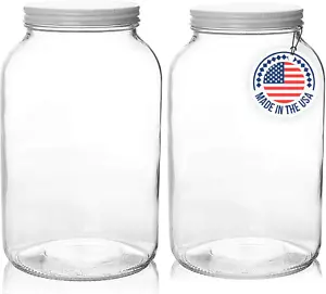 1 Gallon Wide Mouth Glass Jar with Airtight Lid – Large Glass Jar for Fermenting - Picture 1 of 12