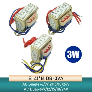 EI41 3W DB-3VA Power Transformer 220V to 6/9/12/15/18/24V Output AC Single/Dual - Picture 1 of 11