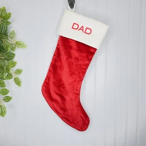Pottery Barn Kids DAD Classic Red White Velvet Christmas Stocking Mono NWOT - Picture 1 of 6