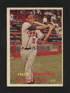 #188 FELIX MANTILLA, Braves - 1957 Topps: EX-MT, o/c, Great Gloss, Color 220164 - Picture 1 of 3