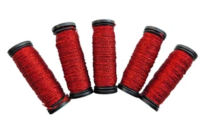 Kreinik Metallic Thread #12 Braid Tapestry Lot of 5 Red #003 - Picture 1 of 4