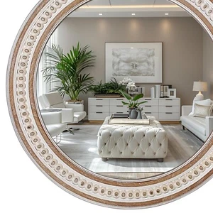 24'' Farmhouse Style Round Mirror - Perfect Addition to Living Rooms & Bathrooms - Picture 1 of 8