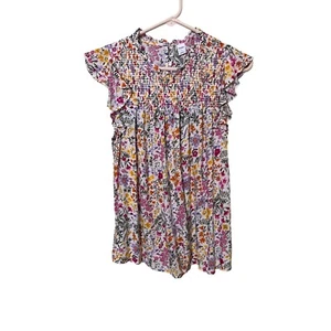 Babydoll antiguo azul marino floral sin mangas ahumado Top pequeño y2k floral años 90 - Imagen 1 de 9