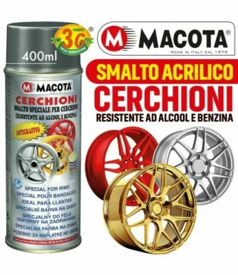VERNICE SPRAY SMALTO SPECIALE PER CERCHIONI CERCHI MACOTA ANTIGRAFFIO 400ML