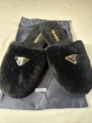 Classic Prada Black Mules Slippers - Women's US 7.5 / EU 38 - Comes w/ Prada Bag - Image 1 of 4