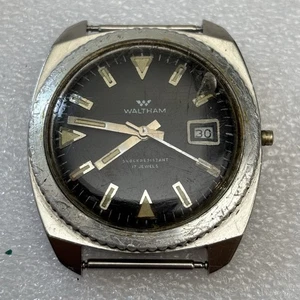 Defekte Vintage Waltham Diver Mechanische Uhr 17 Jewels Datum - For Parts - Bild 1 von 7