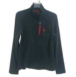 Spyder Mens Fleece Jacket Size Small Pullover Navy Blue Zip Pocket - Picture 1 of 16