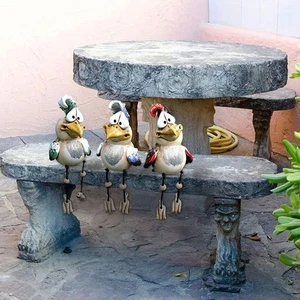 Cartoon Chicken Ornaments Resin Art Chicken Sculptures Rooster Statue Farm - Picture 1 of 7