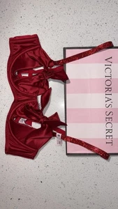 NWT Dream Angels Red Satin Peekaboo Bow Balconette Bra Size M - Picture 1 of 3