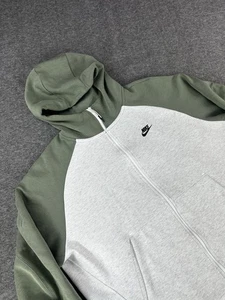 Nike Tech Hoodie Fleece Runner Mens 2XL XXL Heather Grey Green Performance - Picture 1 of 6