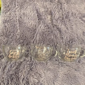 DOLLY PARTON 3 Glass Tea Cup Of Ambition Always Love You PINK Butterfly mug set - Picture 1 of 5