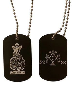 Ожерелье с жетоном для собаки Damballa Voodoo Veveve — двусторонний алюминиевый кулон - Изображение 1 из 4