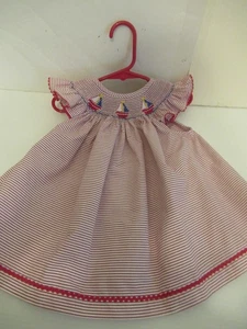 Vestido P77 Niñas Talla 18 M Calado a Mano Rojo Blanco Rayas Southern Sunshine Niños - Imagen 1 de 5