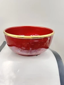 VTG Gilded Red Ceramic Bowl By Bellini Made in Italy Exclusively For Ethan Allen - Picture 1 of 7