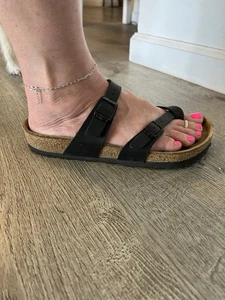 Birkenstock Mayari Womens 7 EU38 Black Sandals Lightly Used See Photos - Picture 1 of 7