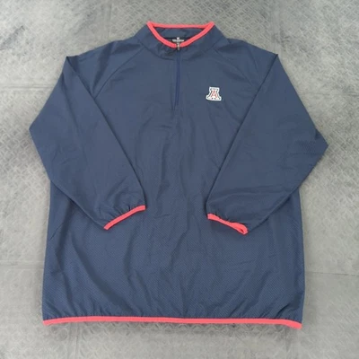 Arizona Wildcats Chaqueta Rompevientos Pullover 1/4 Cremallera Manga Larga Azul Hombres 2XL Foto 1 de 4