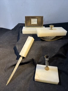 Vintage Sheaffer Fountain Pen & Calendar Desk Set w/Marble Base 5”w - Picture 1 of 8