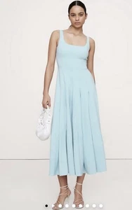Banana Republic Stretch Sateen Blue Midi Dress Size 10 NWT RT$300 - Picture 1 of 9