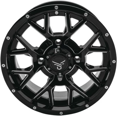 QuadBoss Barbwire Wheel - 15x7 - 4+3 Offset - 4/156 - Gloss Black/Milled ATV/UTV - Image 1 of 3