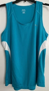 Camiseta sin mangas Reebok Play Dry Teal talla L blanca inserciones de malla logotipo gráfico ligero - Imagen 1 de 17