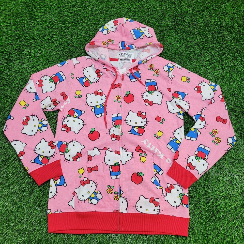 Hello-Kitty AOP Hoodie Jacket Womens L 19x27 Sanrio TV-Show - Image 1 of 4