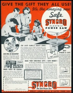 1948 Syncro electric power saw for kids photo Christmas vintage print ad - Picture 1 of 7