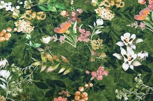 Jerseystoff Megan blue Fabrics 150cmx50cm Digitaldruck DS Hibiskus grün - Picture 1 of 1