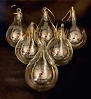6 Vintage Clear Blown Glass TEARDROP CHRISTMAS Ornaments - 4.5"x2.5"