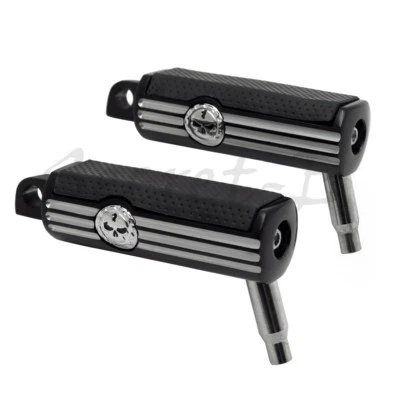New Pair Foot Pegs Rest Gear Skull For Harley Motorcycle Touring Male Peg Mount  - Image 1 of 4