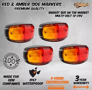 4 x LED CLEARANCE LIGHTS SIDE MARKER LAMP RED AMBER TRAILER TRUCK CARAVAN VOLT - Picture 1 of 6