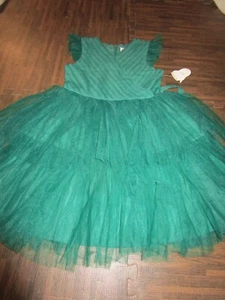 Wonder Nation Hunter Green Tulle Dress Girls Sparkly Layered Size 8 NWT - Picture 1 of 5