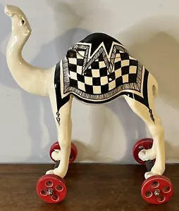 Andree Richmond Tucson AZ Artist Signed Clay Art Sculpture Camel On Wheels - Picture 1 of 13