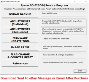 Epson Plotter Adjustment Service Program F2000 Includes Service Manual - Picture 1 of 41