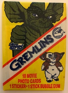 Tarjetas coleccionables Topps Gremlins 1984 paquete de cera sellado de caja, 10 tarjetas, 1 pegatina - Imagen 1 de 2
