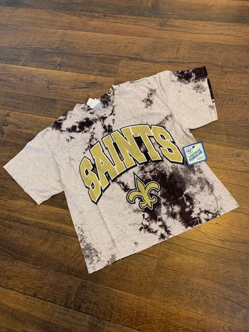 NFL New Orlean Saints women's cropped t-shirt, tie dye,  XL, new, '47 Cover