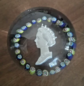 Tolle alte Sulfid Papierpresse Paperweight Königin Elisabeth - Bild 1 von 8