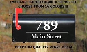 CUSTOM PERSONALIZED VINYL MAILBOX DECAL #6 - SET OF 2 - 16 COLOR CHOICES 5X12 - Picture 1 of 1