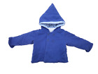 Petit Bateau Baby Jacket 6 Months Blue Hooded Padded 100% Cotton Boys