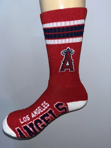 LA LOS ANGELES ANGELS MLB BASEBALL LOGO 4 STRIPE CREW LENGTH SOCKS MENS MEDIUM Q Cover