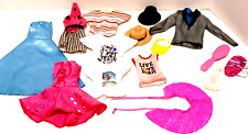 Lot Of 16 Barbie/Ken Clothing Mostly Vintage Hats Visor Dresses Tops Purses