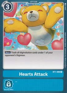 BANDAI DIGIMON CARD GAME - HEARTS ATTACK BT1-099 C - BLUE - Picture 1 of 2