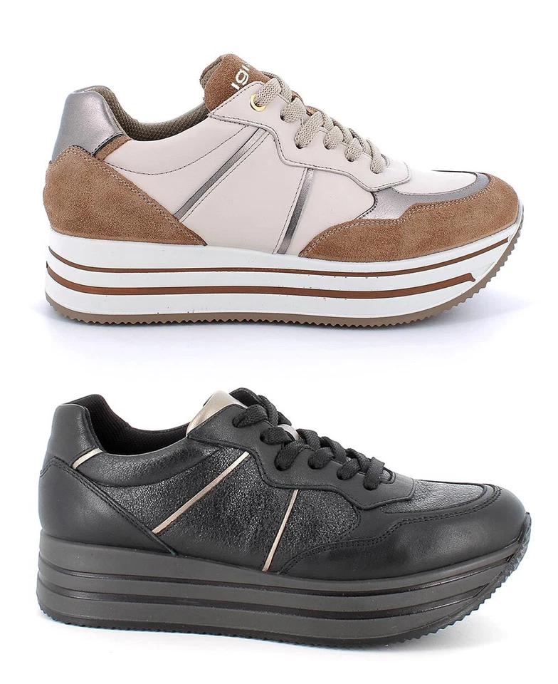 IGI&CO IGI & CO 46743 A/I scarpe donna pelle camoscio sneakers casual zeppa lacci