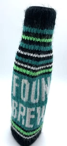 Founders Brewing Company Beer Bottle Sweater Coozie Koozie Green Black Stripes - Picture 1 of 7