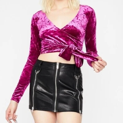 Envoltura de manga larga rosa magenta NADA PARA MÍ PARTE SUPERIOR DE TERCIOPELO pequeño envolvente Foto 1 de 4