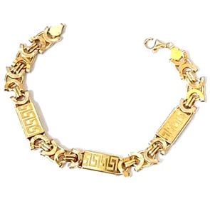 18K Yellow Gold Greek Key Men's Link Bracelet 8.5 inchs stamped 750 11.3 grams - Picture 1 of 9