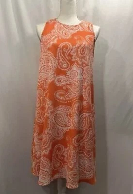 10码Studio One连衣裙橙色和白色佩斯利 — 第 1/4 张图片