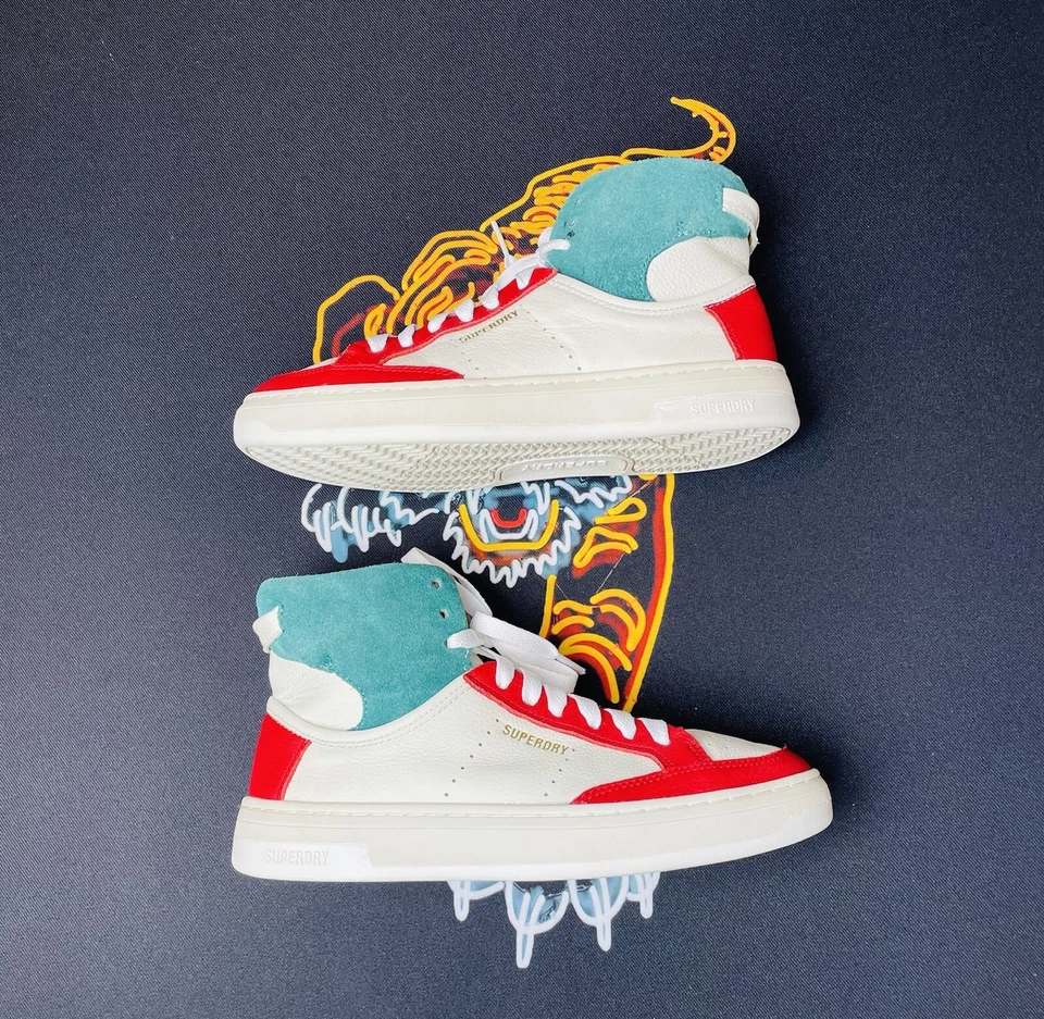 Sapatilhas femininas Superdry lindas clássicas veganas cesta luxo couro tamanho 6 - Imagem 1 de 4