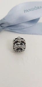 Authentic Pandora Silver Shimmering Sentiments Pave Bows Gift Charm - 791779CZ - Picture 1 of 2